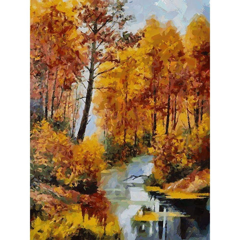 Romantic Nature in Autumn V White Modern Wood Framed Art Print by Medeiros, Celito