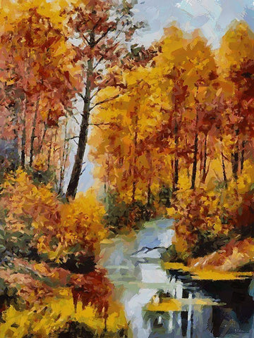 Romantic Nature in Autumn V Black Ornate Wood Framed Art Print with Double Matting by Medeiros, Celito