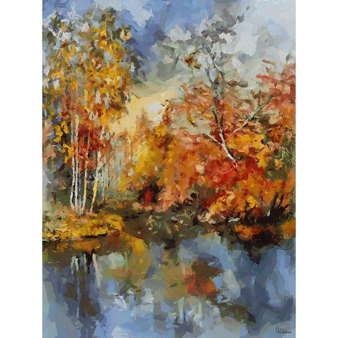 Romantic Nature in Autumn VI Black Modern Wood Framed Art Print by Medeiros, Celito