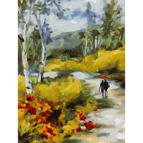 Romantic Nature in Autumn VII Gold Ornate Wood Framed Art Print with Double Matting by Medeiros, Celito