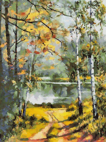 Romantic Nature in Autumn VIII White Modern Wood Framed Art Print with Double Matting by Medeiros, Celito