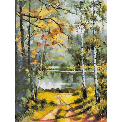 Romantic Nature in Autumn VIII Gold Ornate Wood Framed Art Print with Double Matting by Medeiros, Celito