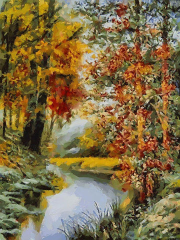 Romantic Nature in Autumn IX White Modern Wood Framed Art Print with Double Matting by Medeiros, Celito