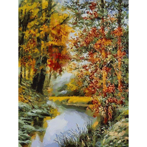 Romantic Nature in Autumn IX Black Modern Wood Framed Art Print by Medeiros, Celito