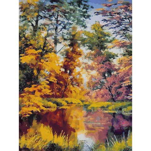 Romantic Nature in Autumn X Black Modern Wood Framed Art Print with Double Matting by Medeiros, Celito