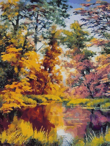 Romantic Nature in Autumn X White Modern Wood Framed Art Print with Double Matting by Medeiros, Celito