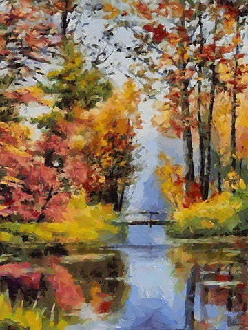Romantic Nature in Autumn XI White Modern Wood Framed Art Print with Double Matting by Medeiros, Celito