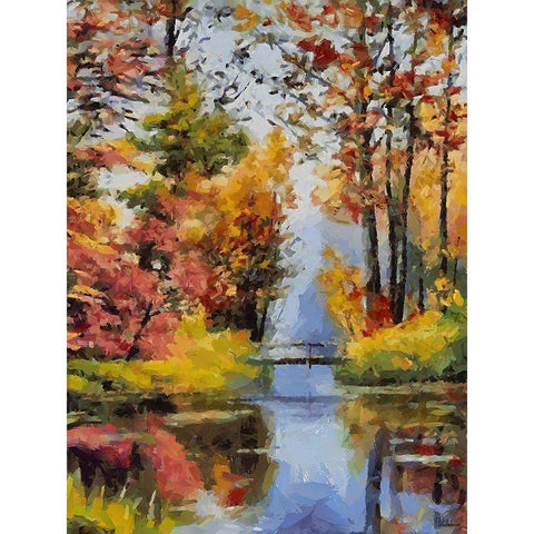 Romantic Nature in Autumn XI Black Modern Wood Framed Art Print by Medeiros, Celito