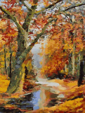 Romantic Nature in Autumn XII White Modern Wood Framed Art Print with Double Matting by Medeiros, Celito