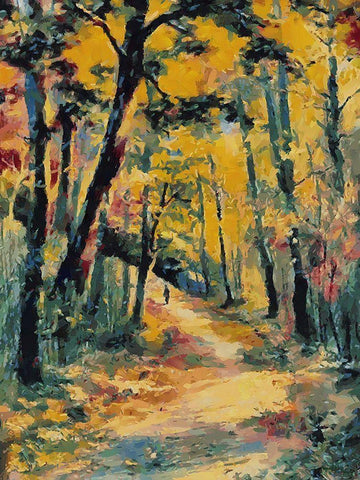 Romantic Nature in Autumn XIII White Modern Wood Framed Art Print with Double Matting by Medeiros, Celito