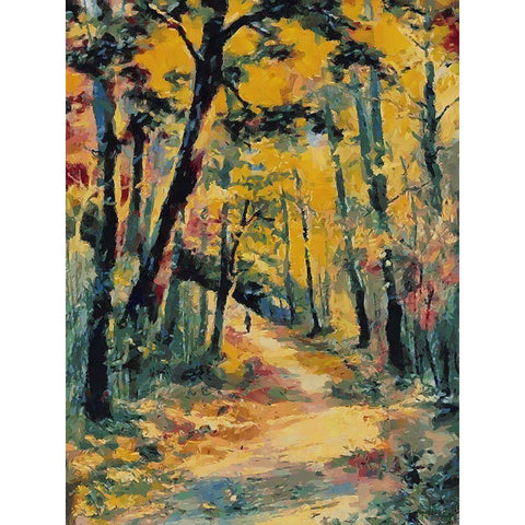 Romantic Nature in Autumn XIII Black Modern Wood Framed Art Print by Medeiros, Celito