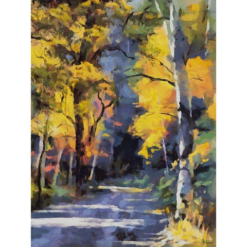 Romantic Nature in Autumn XV Black Modern Wood Framed Art Print with Double Matting by Medeiros, Celito