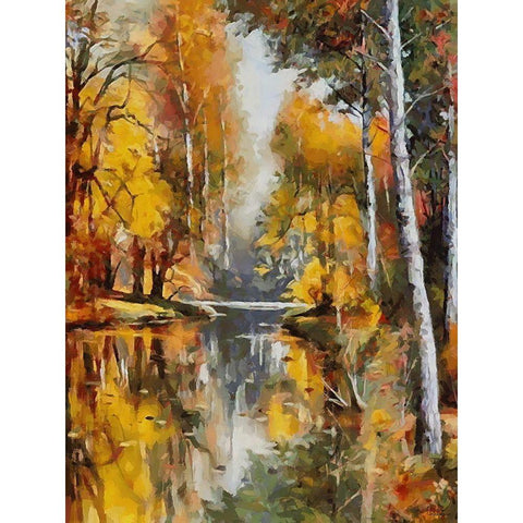 Romantic Nature in Autumn XVIII Black Modern Wood Framed Art Print with Double Matting by Medeiros, Celito