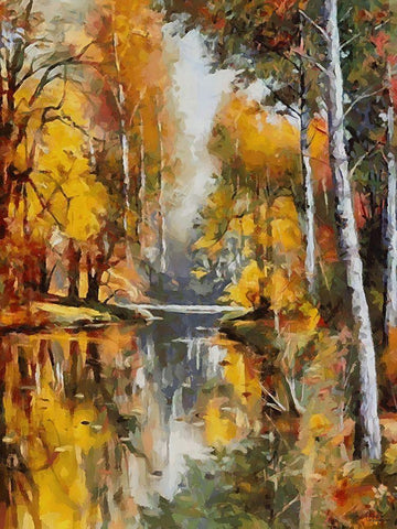 Romantic Nature in Autumn XVIII White Modern Wood Framed Art Print with Double Matting by Medeiros, Celito
