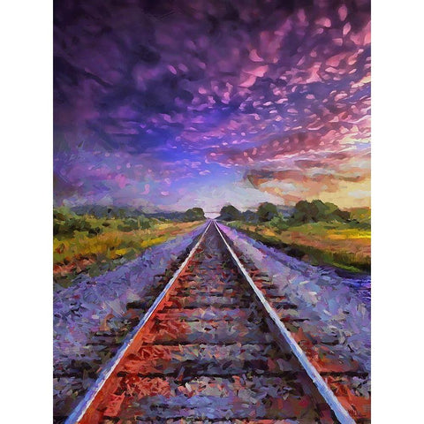 Purple Rail Black Modern Wood Framed Art Print with Double Matting by Medeiros, Celito