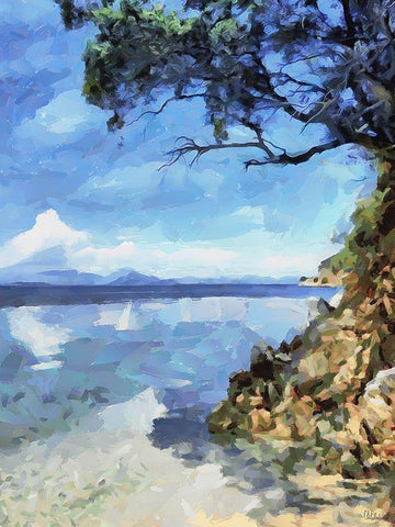 Lake Titicaca White Modern Wood Framed Art Print with Double Matting by Medeiros, Celito