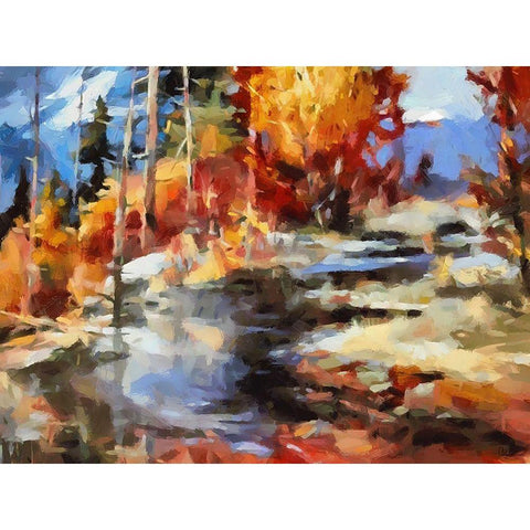 Stream in Winter II White Modern Wood Framed Art Print by Medeiros, Celito