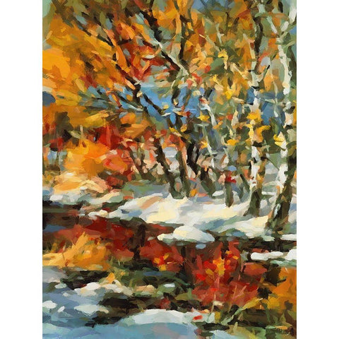 Stream in Winter III White Modern Wood Framed Art Print by Medeiros, Celito