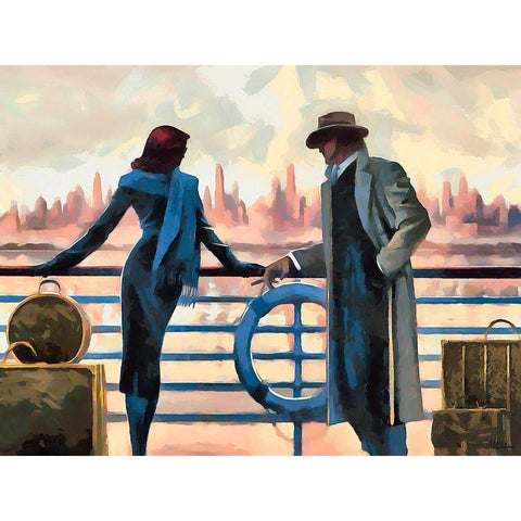 Welcome to New York Gold Ornate Wood Framed Art Print with Double Matting by Medeiros, Celito