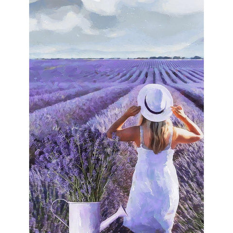 Girl with a White Hat Black Modern Wood Framed Art Print by Medeiros, Celito