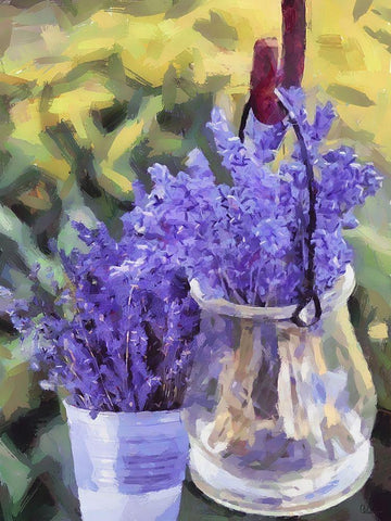 Container with Lavender White Modern Wood Framed Art Print with Double Matting by Medeiros, Celito