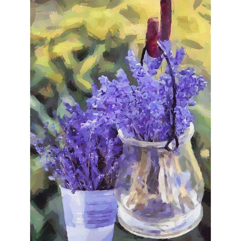 Container with Lavender Black Modern Wood Framed Art Print by Medeiros, Celito