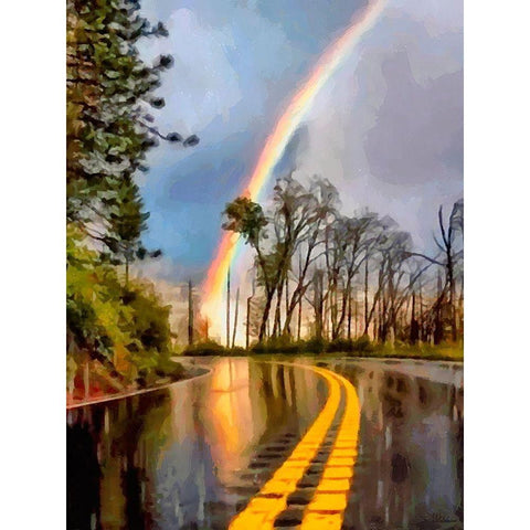 Rainbove over the Street Black Modern Wood Framed Art Print by Medeiros, Celito