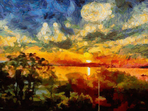 Impression of the Sunset White Modern Wood Framed Art Print with Double Matting by Medeiros, Celito