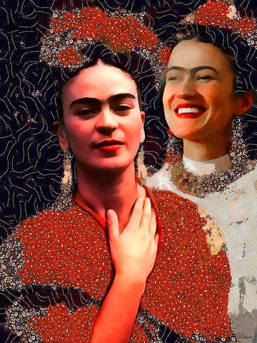 Frida Kahlo Variation II White Modern Wood Framed Art Print with Double Matting by Medeiros, Celito