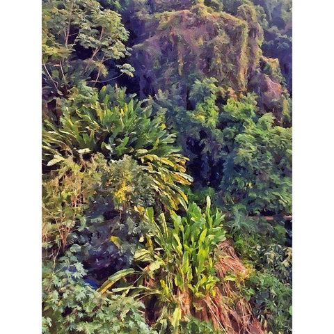 Tropical  Forrest Gold Ornate Wood Framed Art Print with Double Matting by Medeiros, Celito