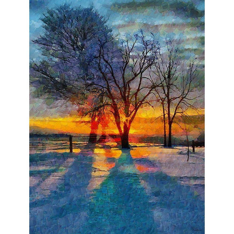 Sunrise in Frozen Landscape I Gold Ornate Wood Framed Art Print with Double Matting by Medeiros, Celito