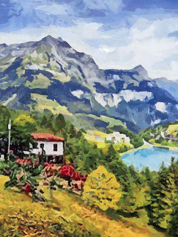 Mountains Landscape White Modern Wood Framed Art Print with Double Matting by Medeiros, Celito