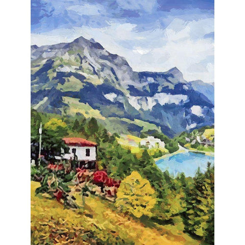 Mountains Landscape Gold Ornate Wood Framed Art Print with Double Matting by Medeiros, Celito