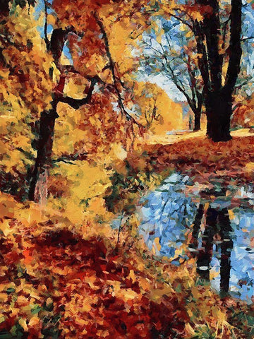 Bay in Autumn I Black Ornate Wood Framed Art Print with Double Matting by Medeiros, Celito