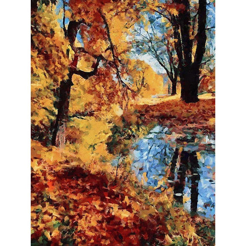 Bay in Autumn I Gold Ornate Wood Framed Art Print with Double Matting by Medeiros, Celito