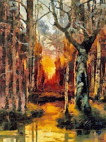 Bay in Autumn II White Modern Wood Framed Art Print with Double Matting by Medeiros, Celito