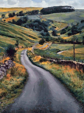 The Way to Green Valley White Modern Wood Framed Art Print with Double Matting by Medeiros, Celito