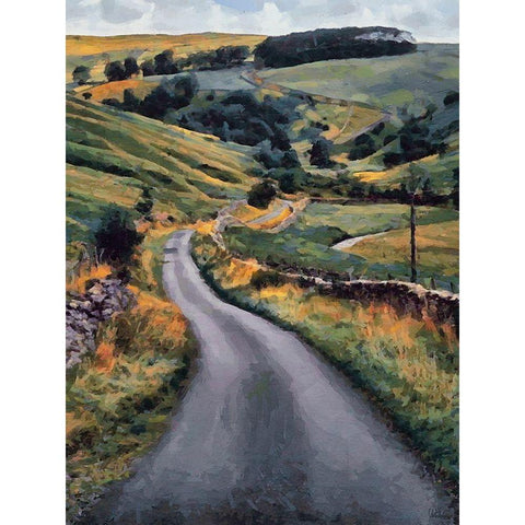 The Way to Green Valley Black Modern Wood Framed Art Print with Double Matting by Medeiros, Celito