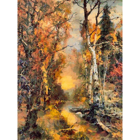 Deep Autumn Sunset Gold Ornate Wood Framed Art Print with Double Matting by Medeiros, Celito