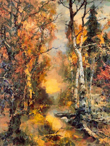 Deep Autumn Sunset White Modern Wood Framed Art Print with Double Matting by Medeiros, Celito