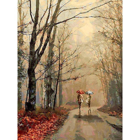 Romantic Date Gold Ornate Wood Framed Art Print with Double Matting by Medeiros, Celito