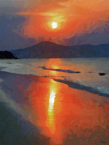 Sunset over the Mountains Black Ornate Wood Framed Art Print with Double Matting by Medeiros, Celito