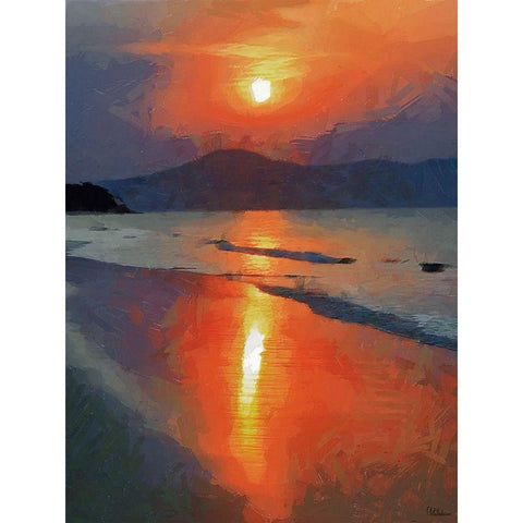 Sunset over the Mountains White Modern Wood Framed Art Print by Medeiros, Celito