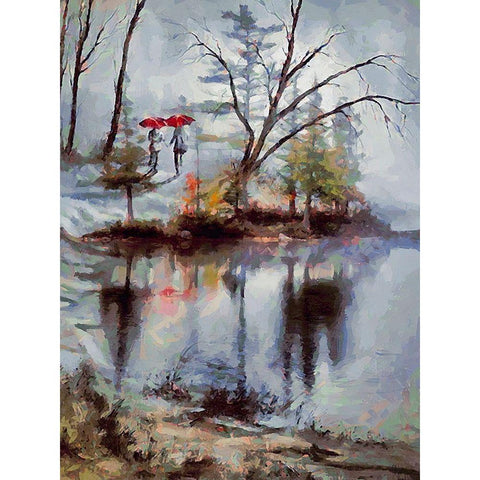 Winter Date  White Modern Wood Framed Art Print by Medeiros, Celito