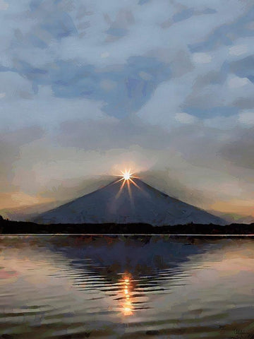 Sunrise over the Volcano White Modern Wood Framed Art Print with Double Matting by Medeiros, Celito