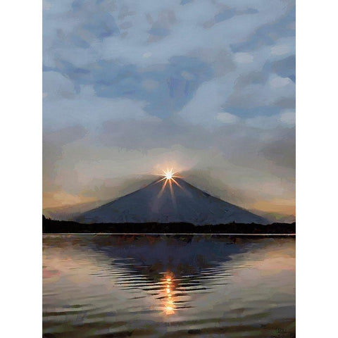 Sunrise over the Volcano White Modern Wood Framed Art Print by Medeiros, Celito