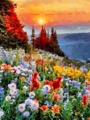 Blooming Meadow Black Ornate Wood Framed Art Print with Double Matting by Medeiros, Celito