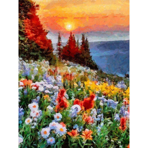 Blooming Meadow Black Modern Wood Framed Art Print by Medeiros, Celito