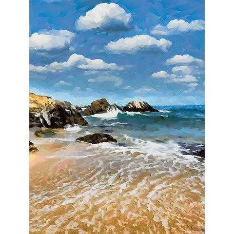 Rocky Beach Black Modern Wood Framed Art Print with Double Matting by Medeiros, Celito