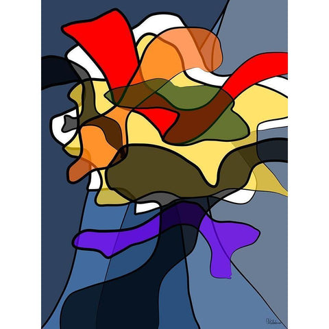 Abstract Variation II Black Modern Wood Framed Art Print with Double Matting by Medeiros, Celito